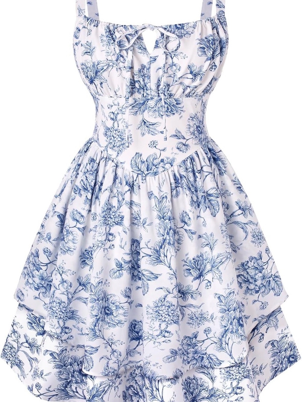Blue Floral Tie-Front Mini Dress